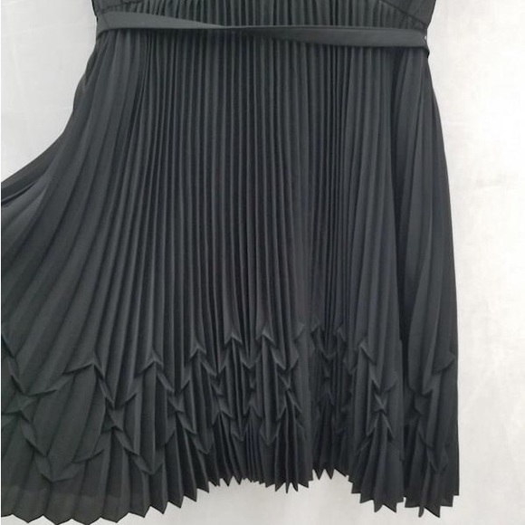Ted Baker - V Back Pleated Fit And Flare Black Belted Dress - Picture 4 of 7